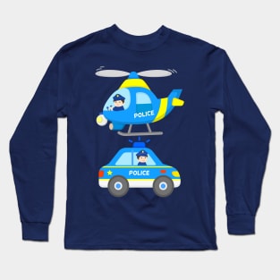 Police Officers Cop Car Helicopter Long Sleeve T-Shirt